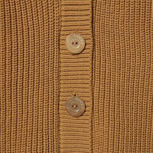 Gucci Thick Rib V-neck Cardigan In Brown
