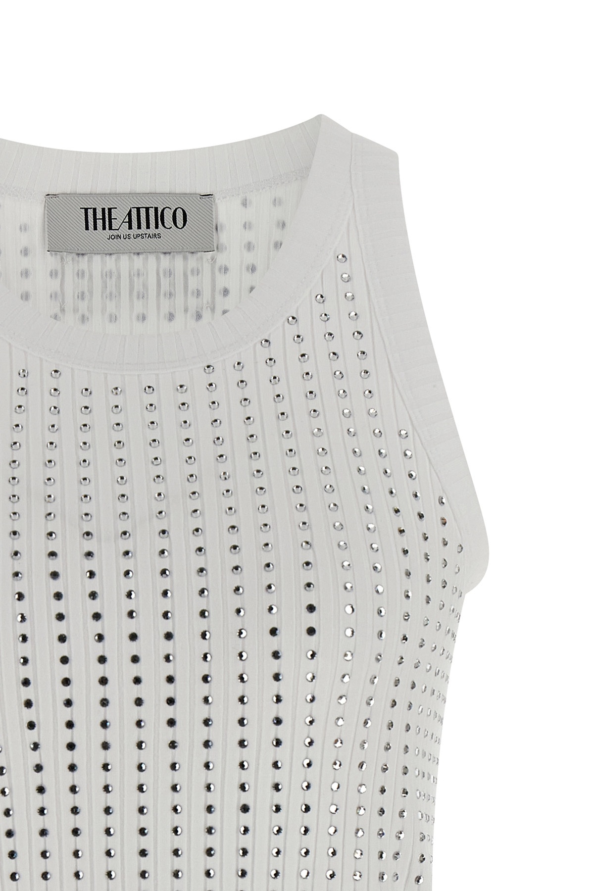 Attico Crew Neck Perforated Ribbed Sleeveless Tank Top In Multi
