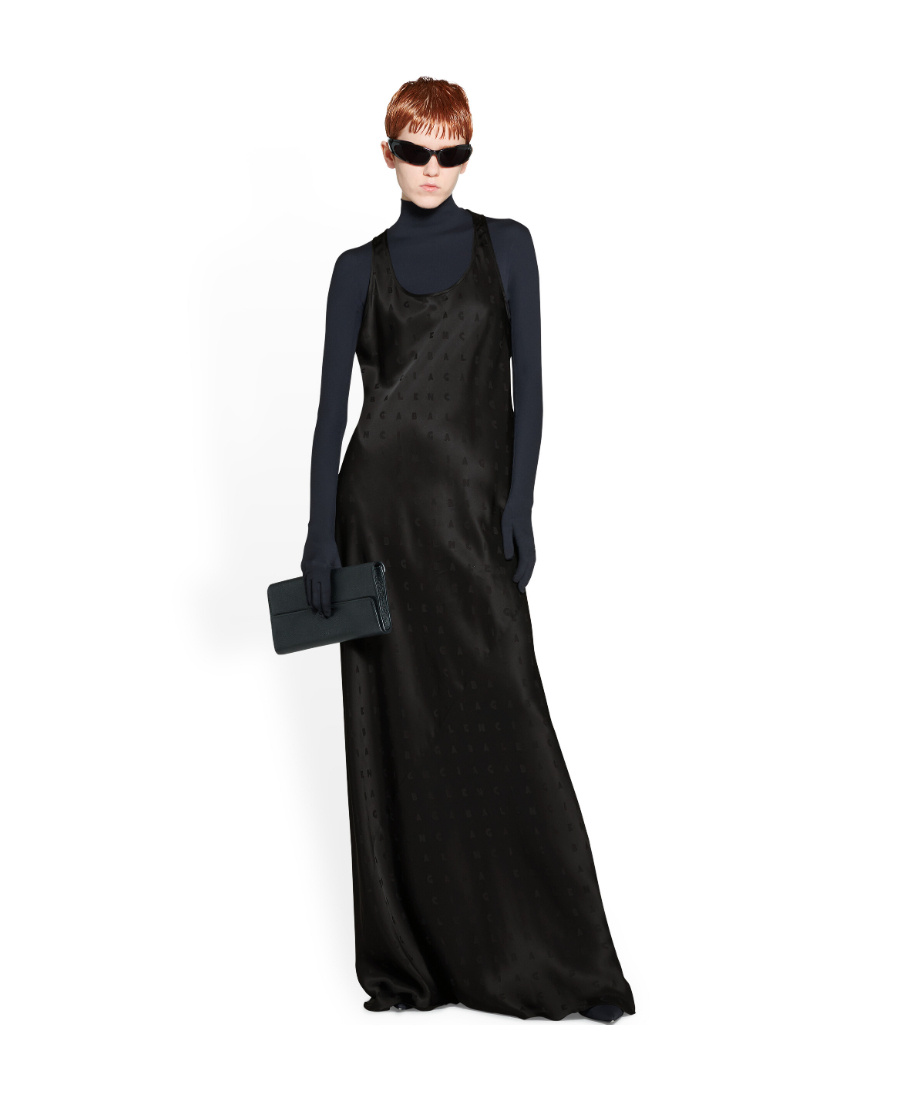 Balenciaga Logo-print Racerback Gown In Black