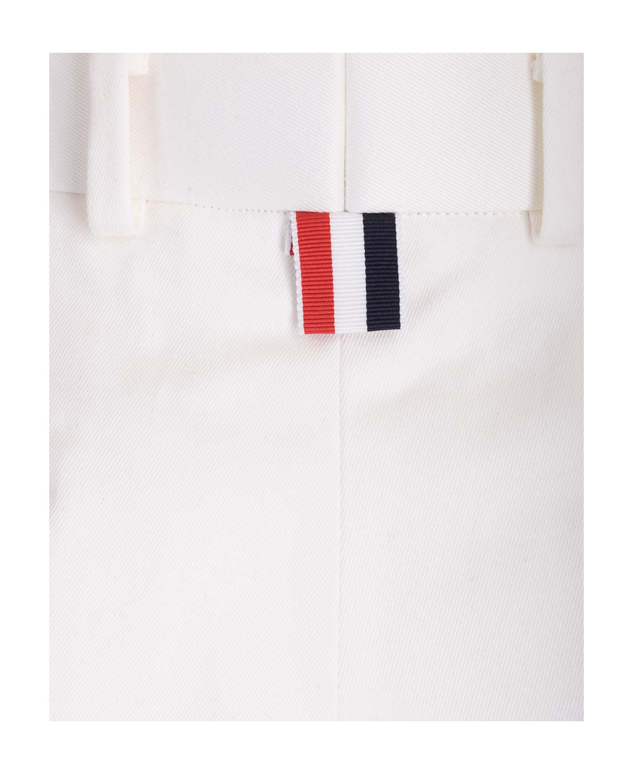 Shop Thom Browne Straight-leg Cotton Tousers In White