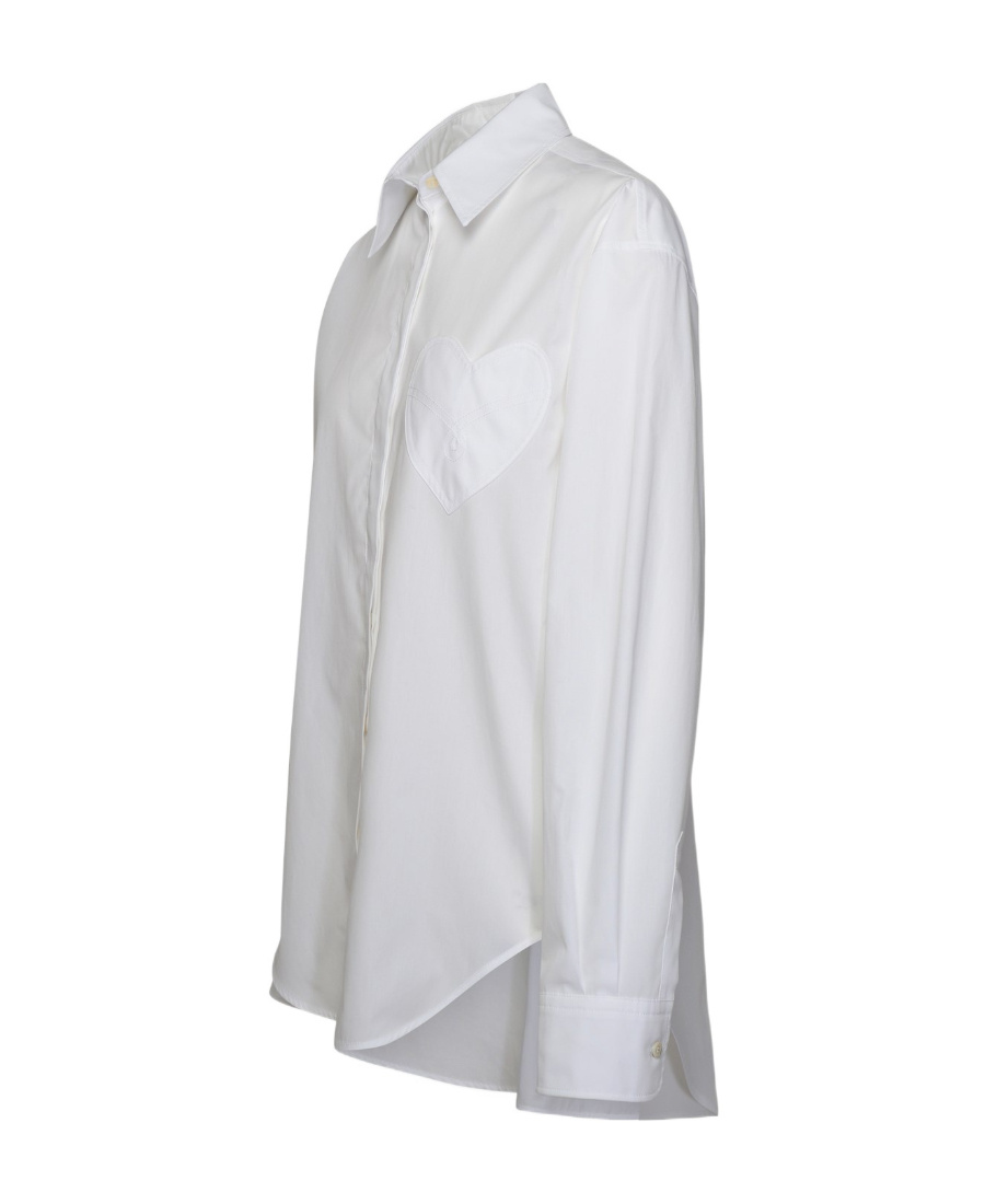 Moschino Heart-patch Cotton Shirt In White