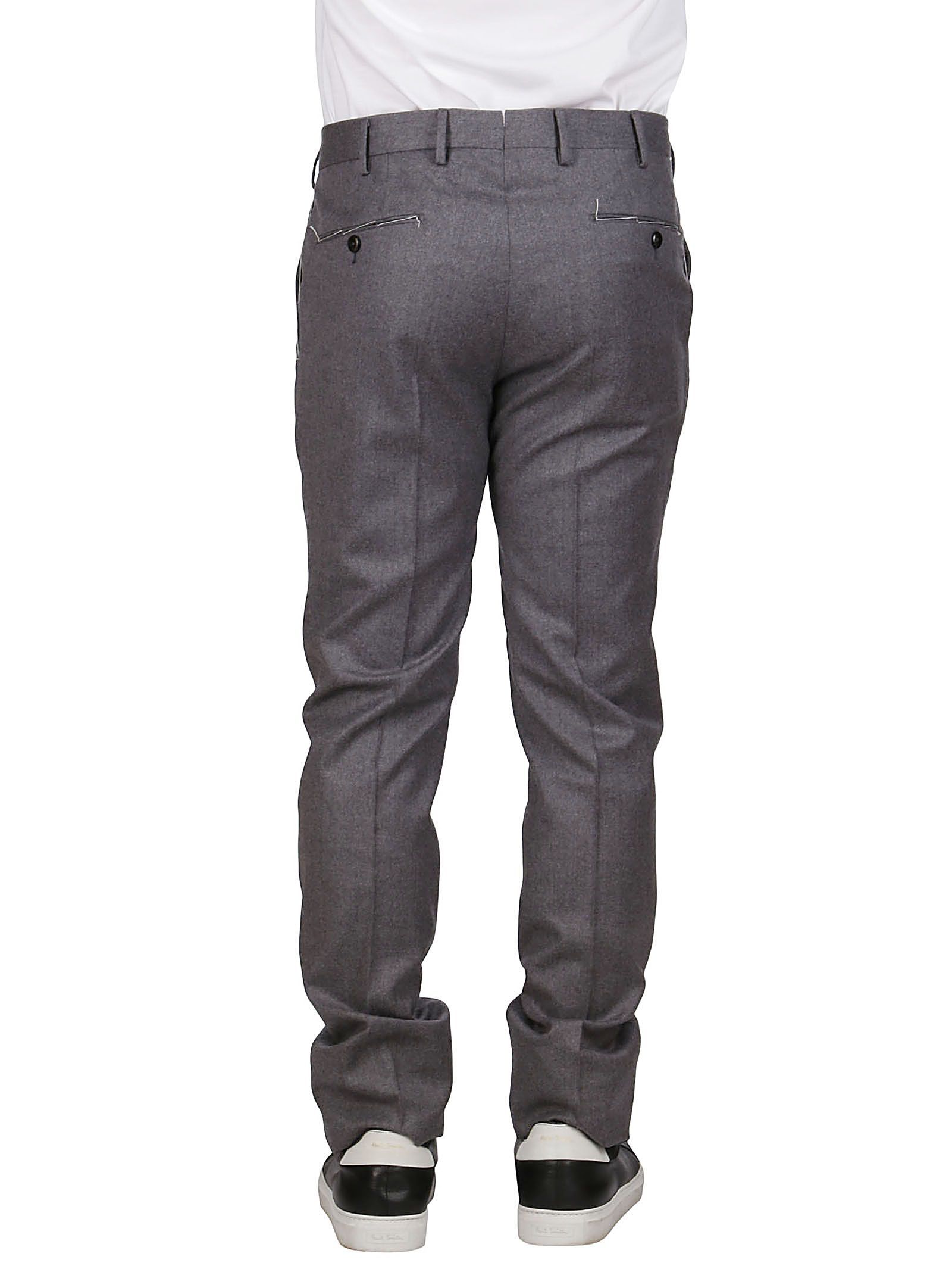 Pt01 Tailored Grey Trousers With Pleat In Black
