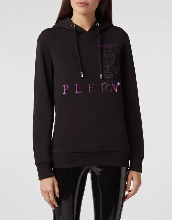 Philipp Plein Logo Details Hooded Hoodie In Black