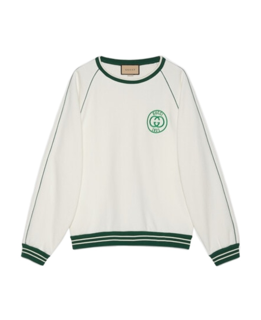 Gucci Logo-embroidered Cotton Sweatshirt In White
