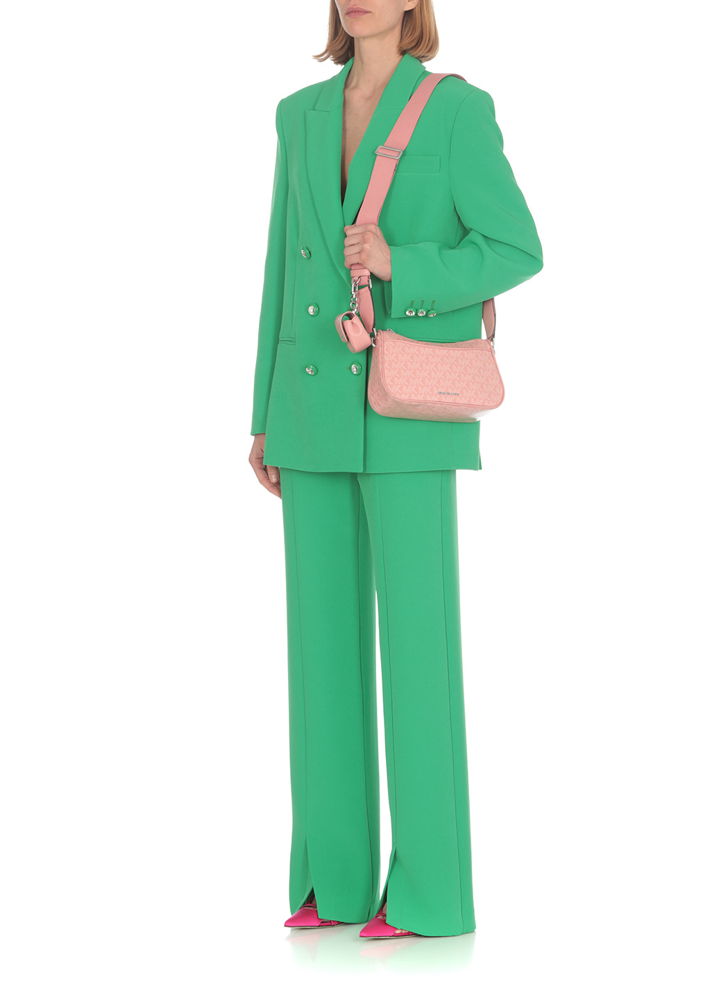 Michael Michael Kors Jet Set Monogram Crossbody Bag In Pink