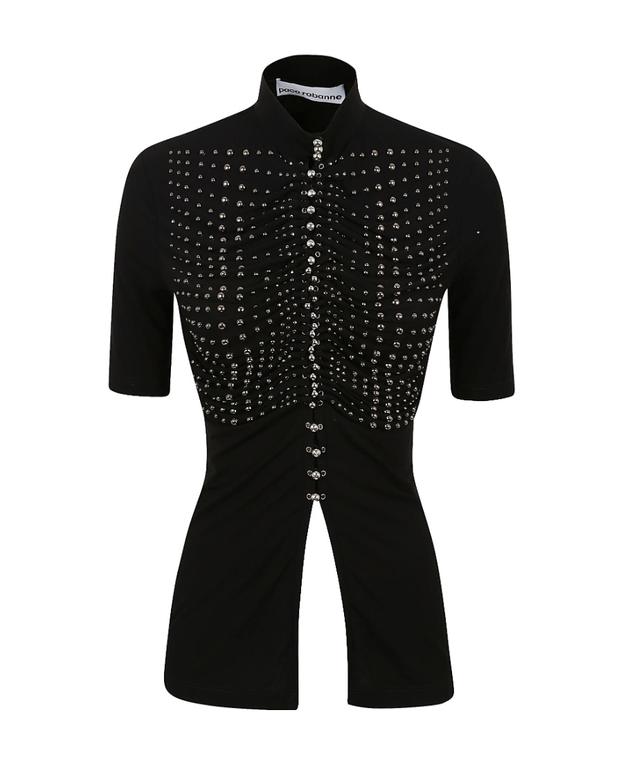Rabanne Stud-detail Jersey Top In Black