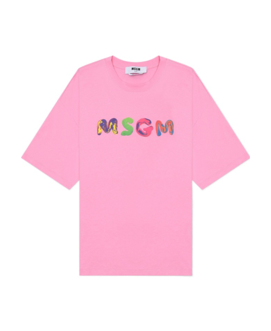 Msgm Logo-print Cotton T-shirt In Pink