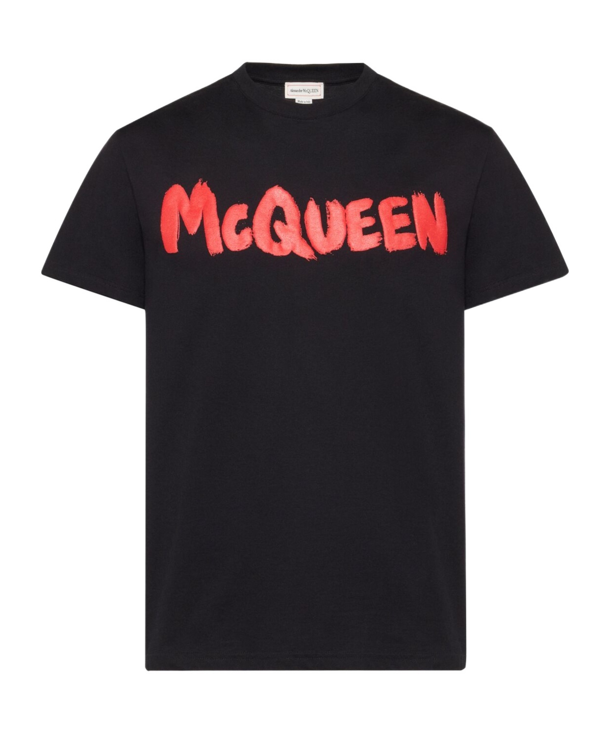 Alexander Mcqueen Graffiti Logo Crewneck T-shirt In Black