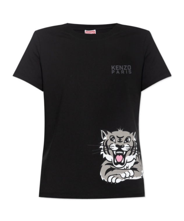 Kenzo Graphic Crew Neck Top With Short Sleeves In Black