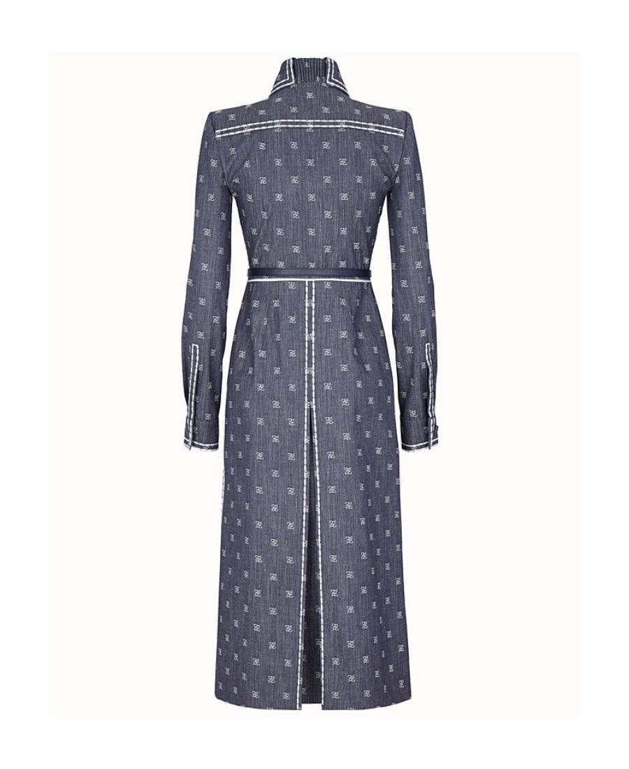 Fendi Karligraphy Motif Shirt Dress In Black