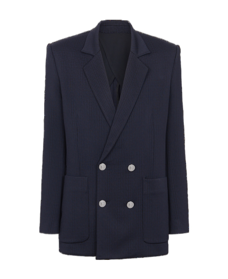 Shop Balmain Casual Mini Monogram Blazer In Black