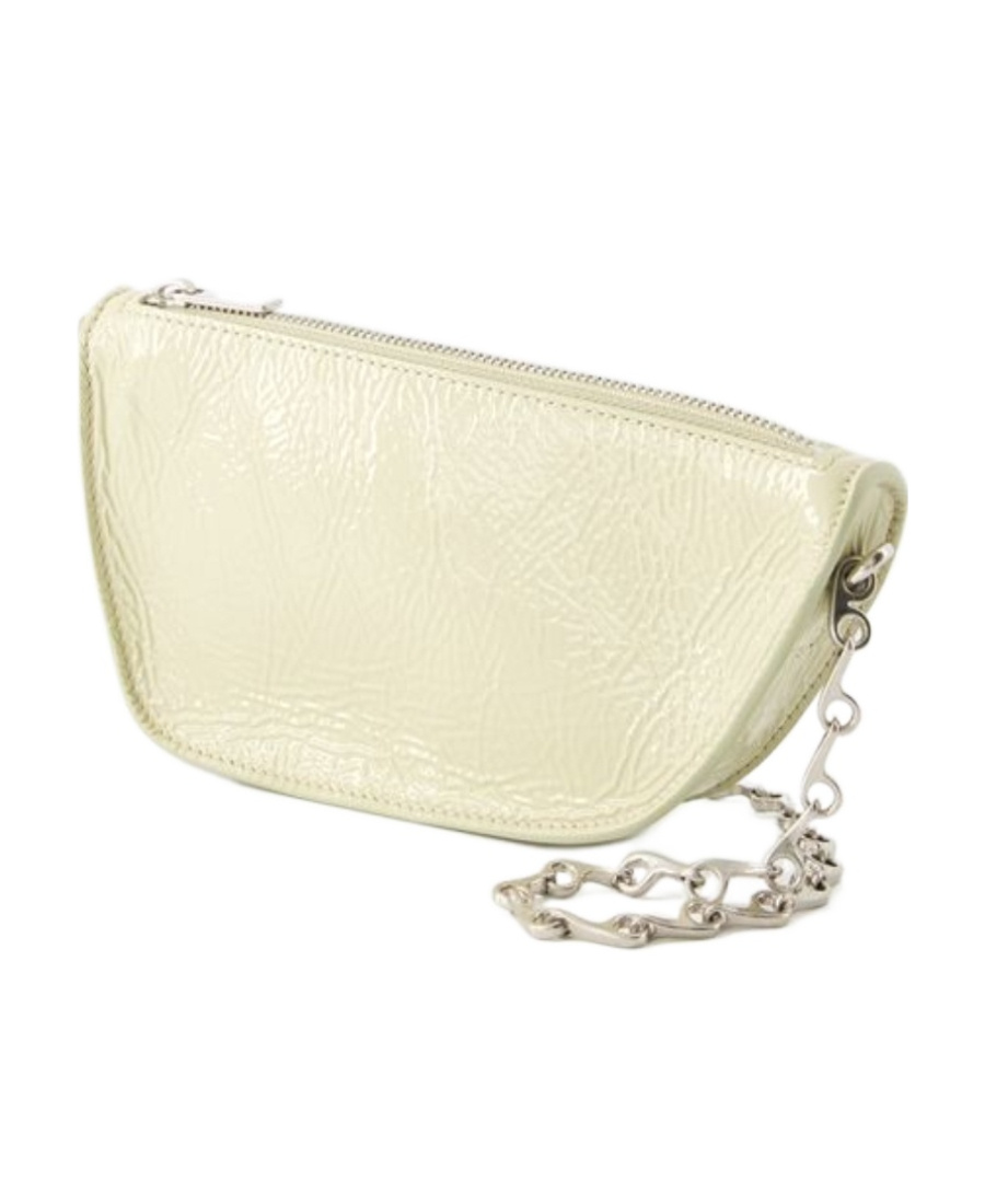 Burberry Pastel Green Leather Micro Shield Crossbody Bag In Nude
