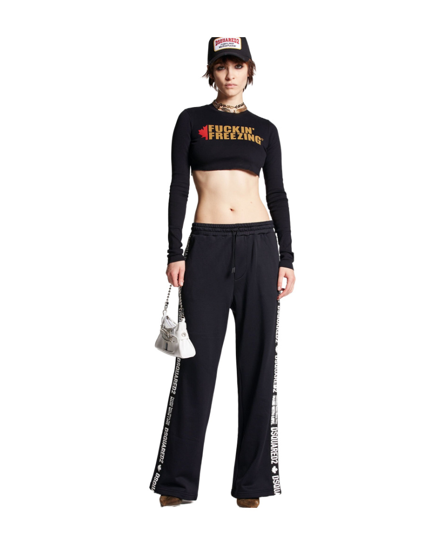 Dsquared2 Logo-tape Cotton Track Pants In Black