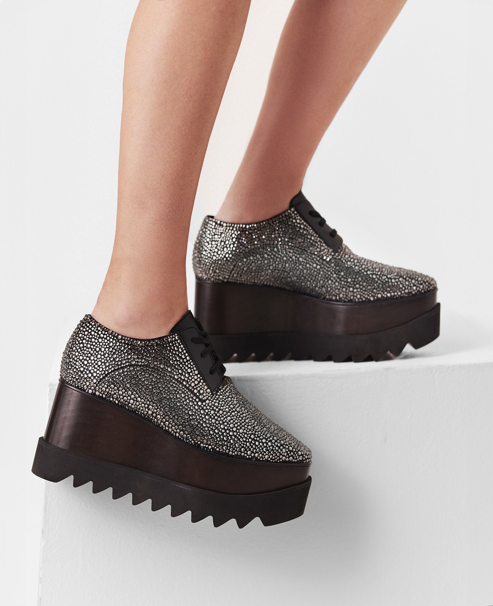 Stella Mccartney Elyse Crystal Platform Shoes In Black