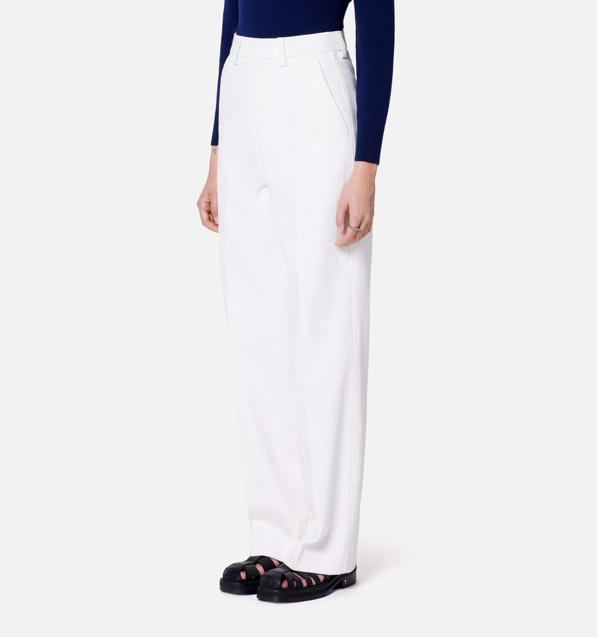 Ami Alexandre Mattiussi High-waist Straight-leg Trousers In White
