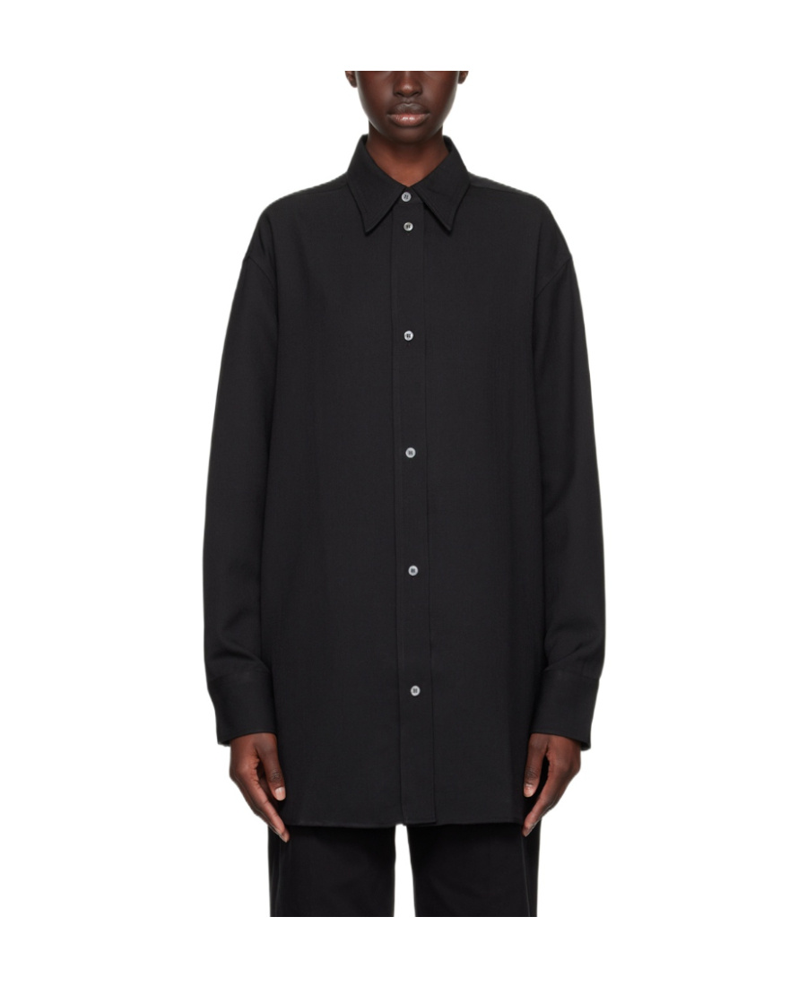 Studio Nicholson Lapel Long-sleeved Shirt In Black