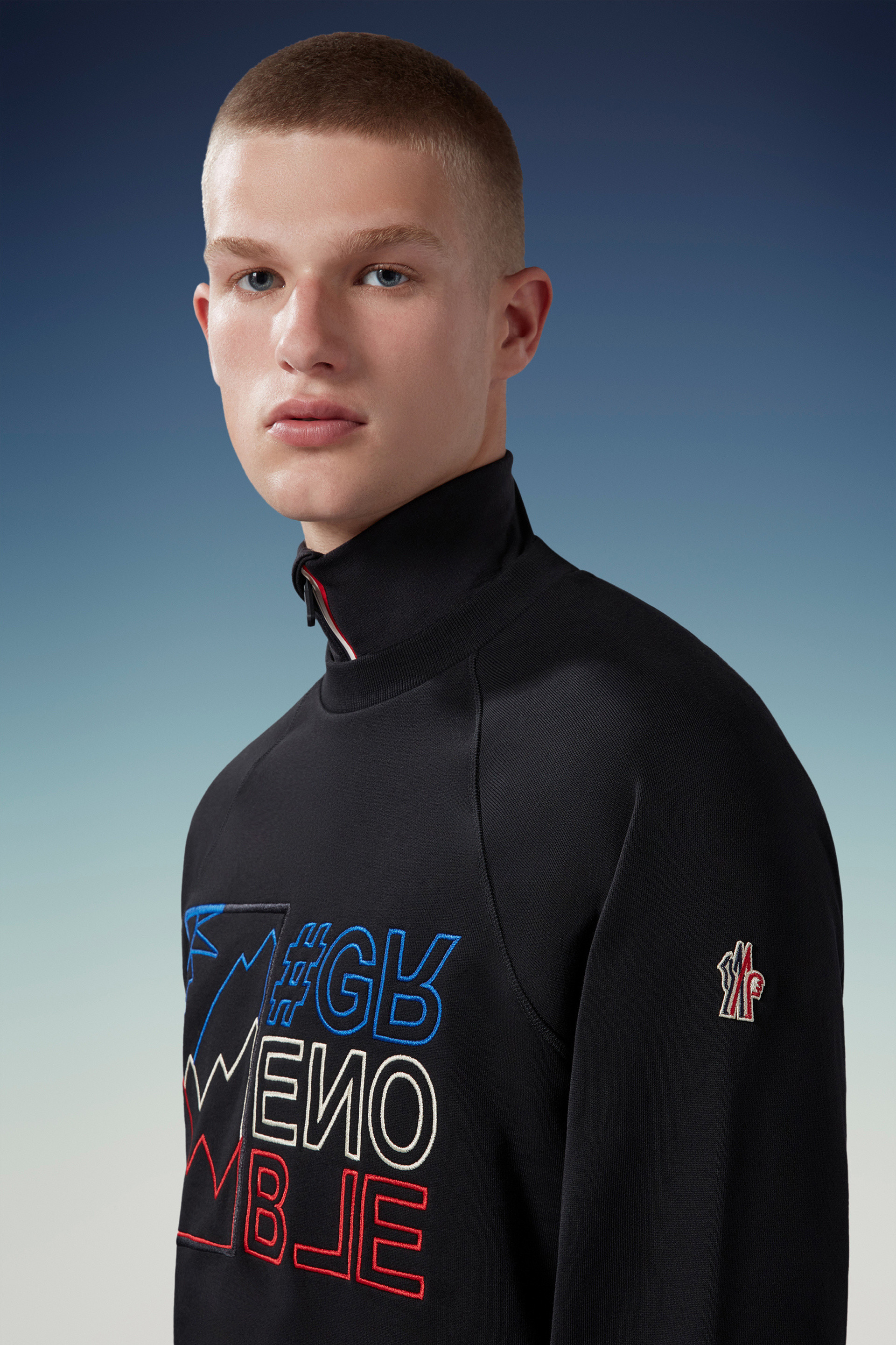 Moncler Logo-embroidered Cotton-jersey Sweatshirt In Black