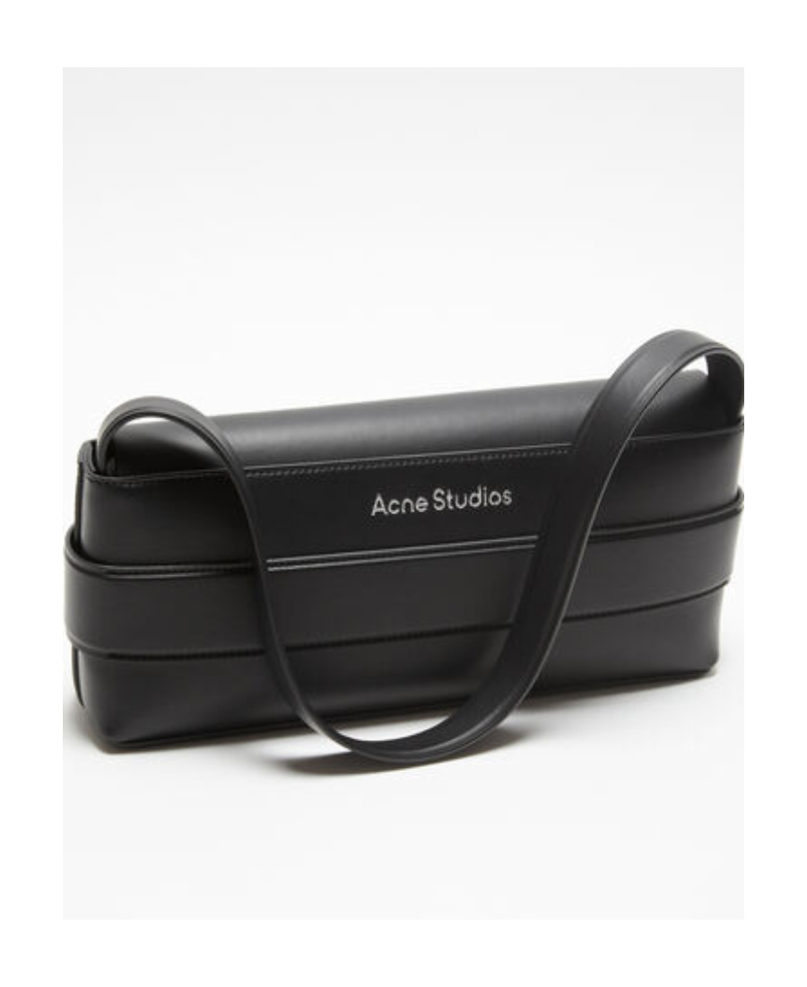 Acne Studios Musubi Elongated Bow Detail Leather Crossbody Bag In Black