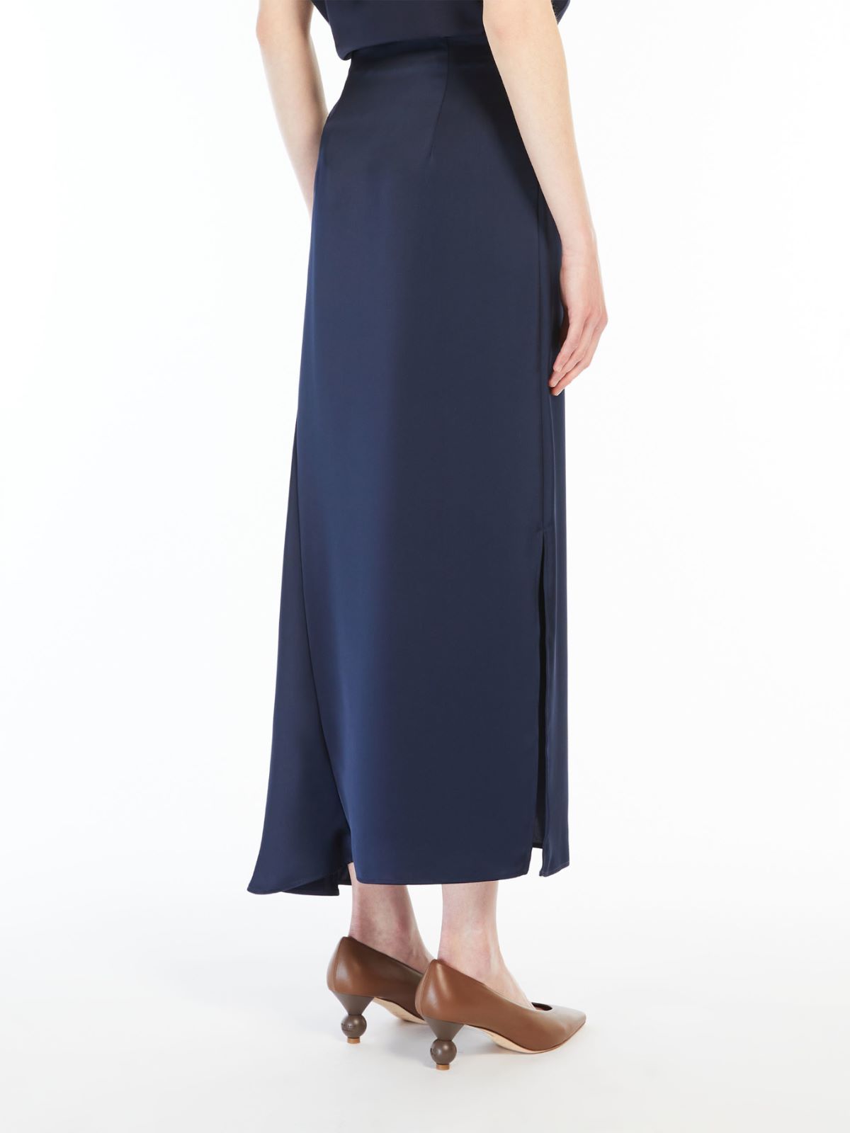Weekend Max Mara Aia Satin Slide Slit Skirt In Blue