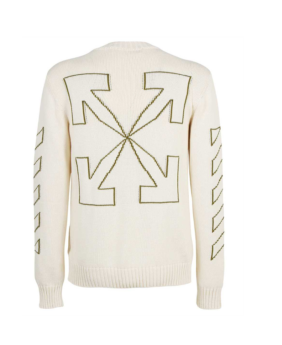 Off-white Off White Men Diag Outline Knit Crewneck In White