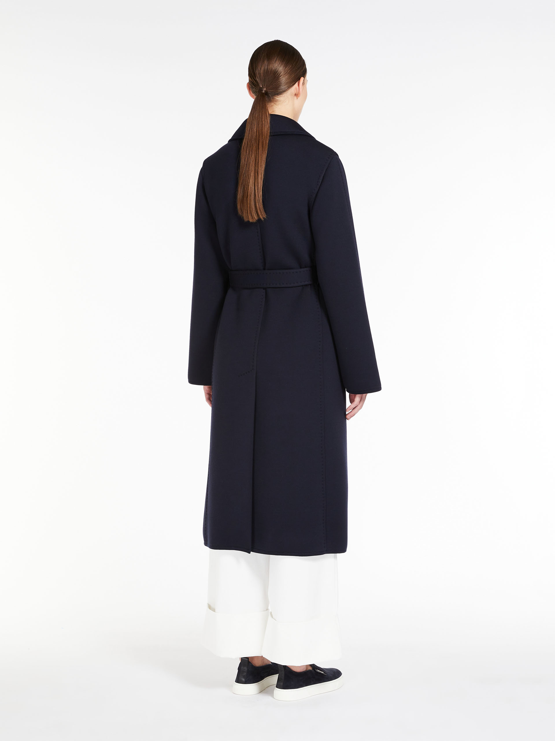 Max Mara Tie A Belt Overcoat In Black