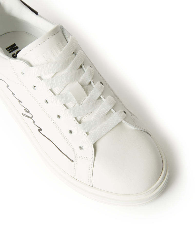 Msgm Iconic Leather Sneakers In White