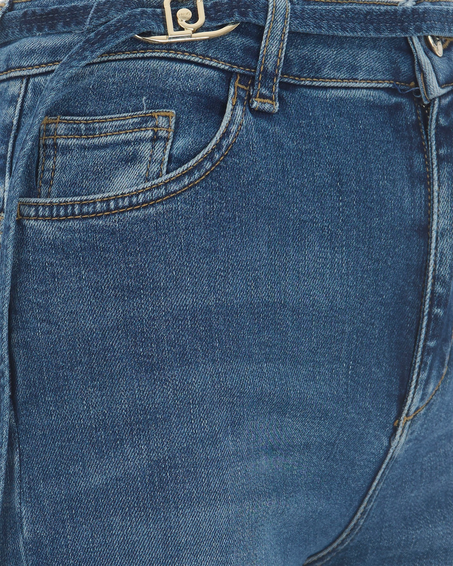 Liu •jo Liu Jo Wide-leg Jeans With Belt Detail And Gold-tone Hardware In Blue