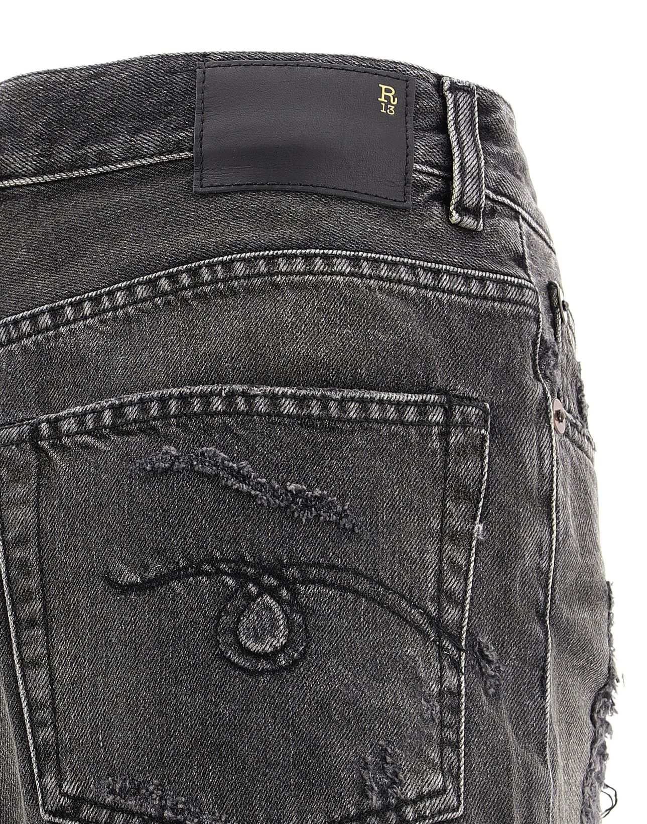 R13 High Rise Distressed Denim Shorts In Black