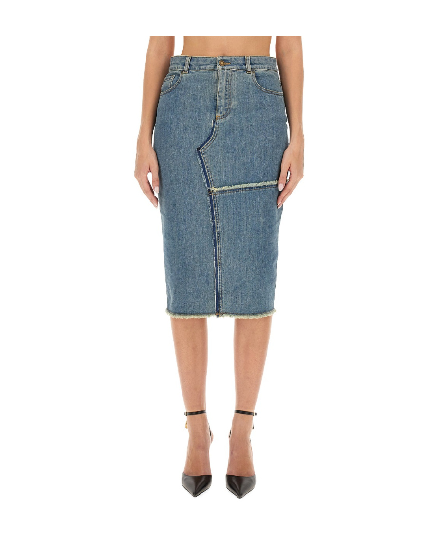 Tom Ford Frayed Pencil Midi Skirt In Multicolor