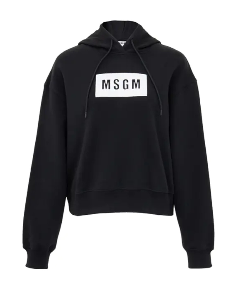 Msgm Logo Hooded Sweater In Black