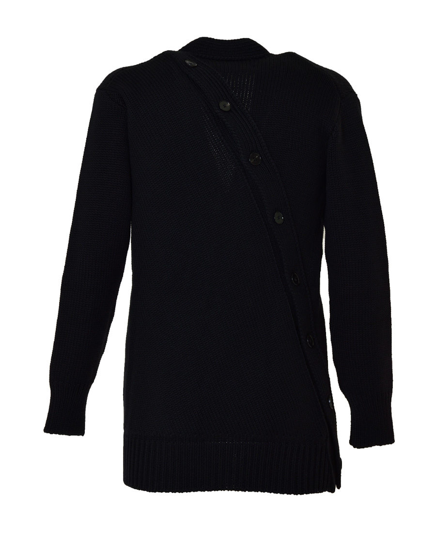 Jil Sander Ribbed Wool V-neck Cardigan In Black