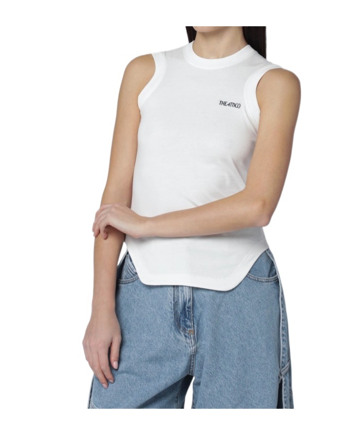 Attico Tank Top With Shaped Hem In White