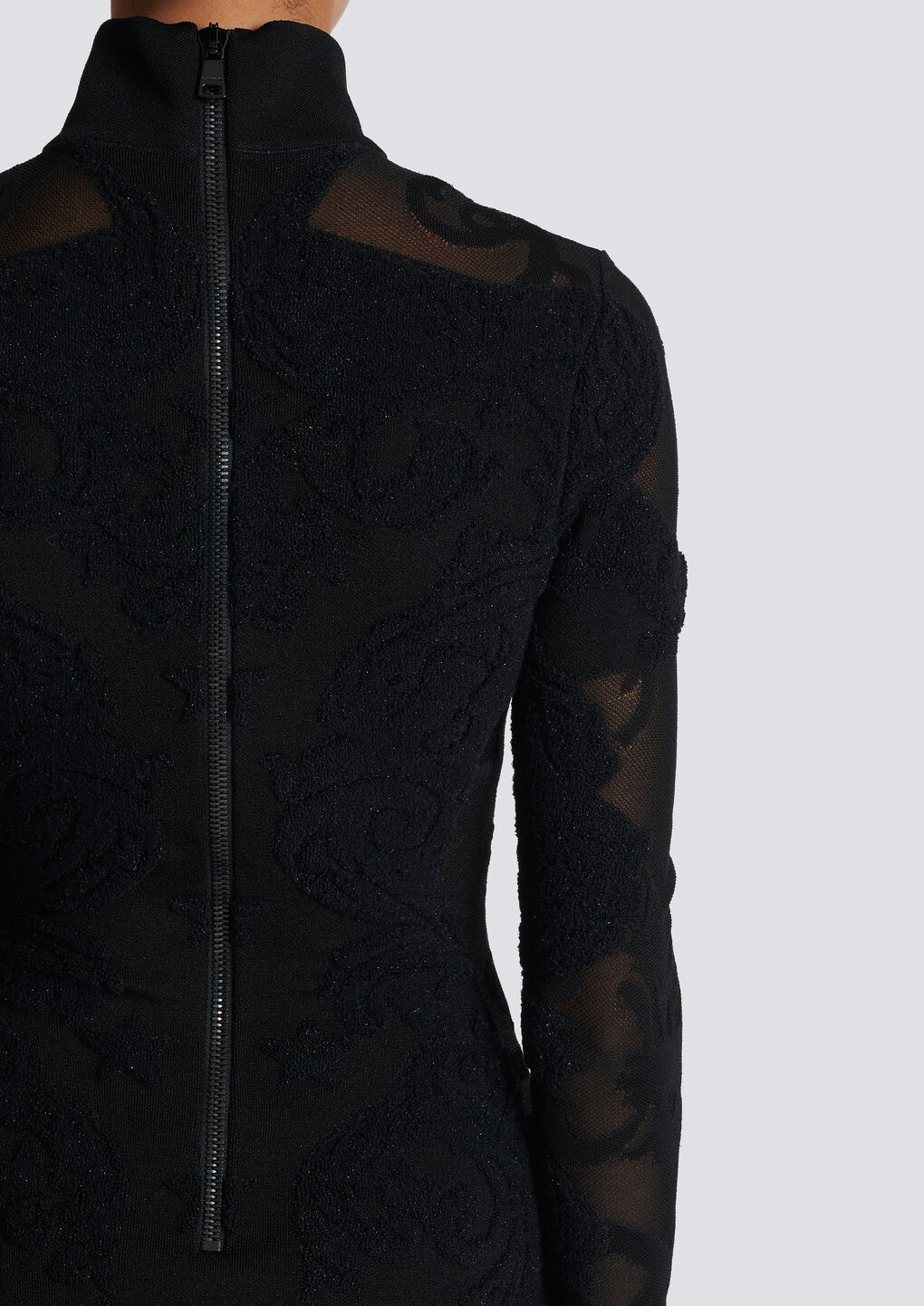 Balmain Semi-sheer Baroque Knit Midi Dress In Multi
