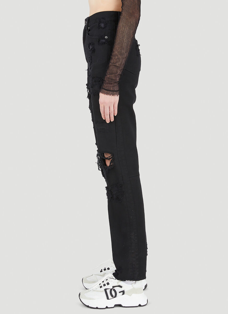 Dolce & Gabbana Brown Boyfriend Mid Waist Cotton Denim Jeans In Black