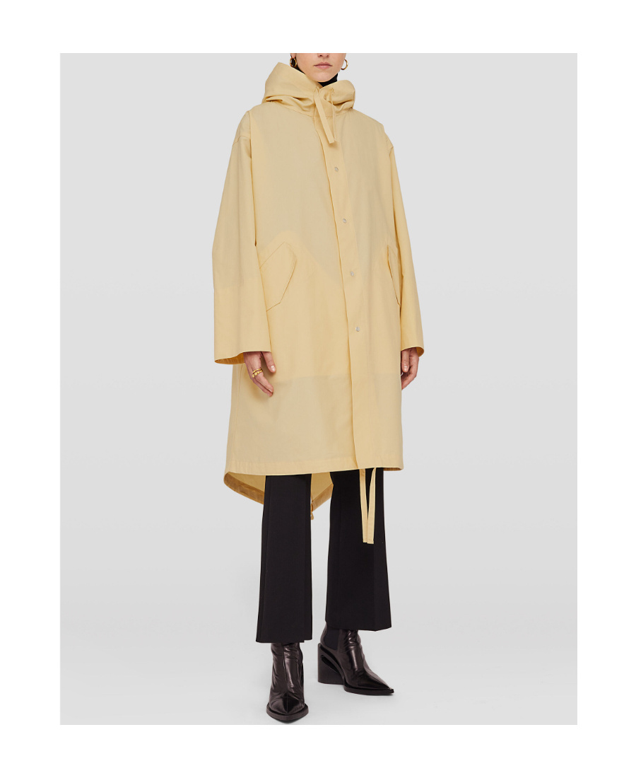 Jil Sander Logo Print Drawstring Coat In Nude