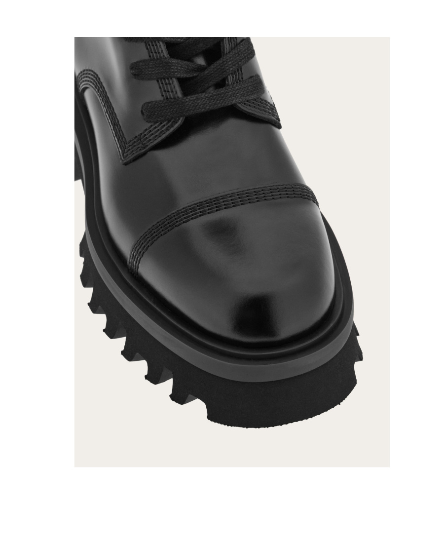 Ferragamo Salvatore Chunky Lace-up Combat Boots In Black
