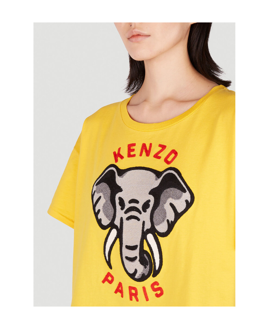 Shop Kenzo ' Éléphant' Casual T-shirt In Yellow