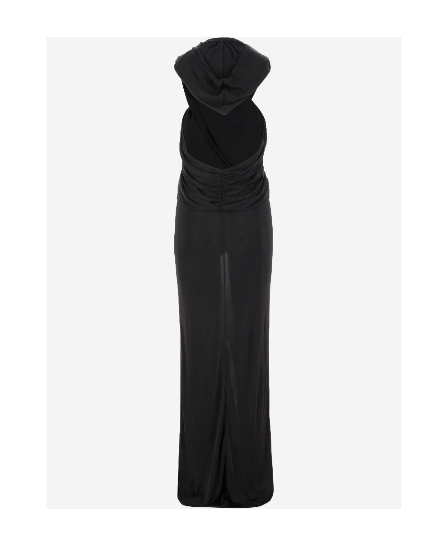 Saint Laurent Maxikleid Mit Kapuze In Black