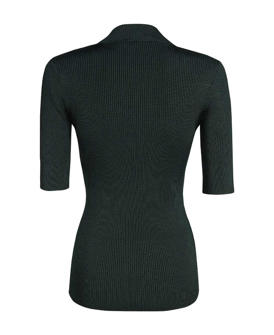 Stella Mccartney Compact Rib Knit Technical Top In Black