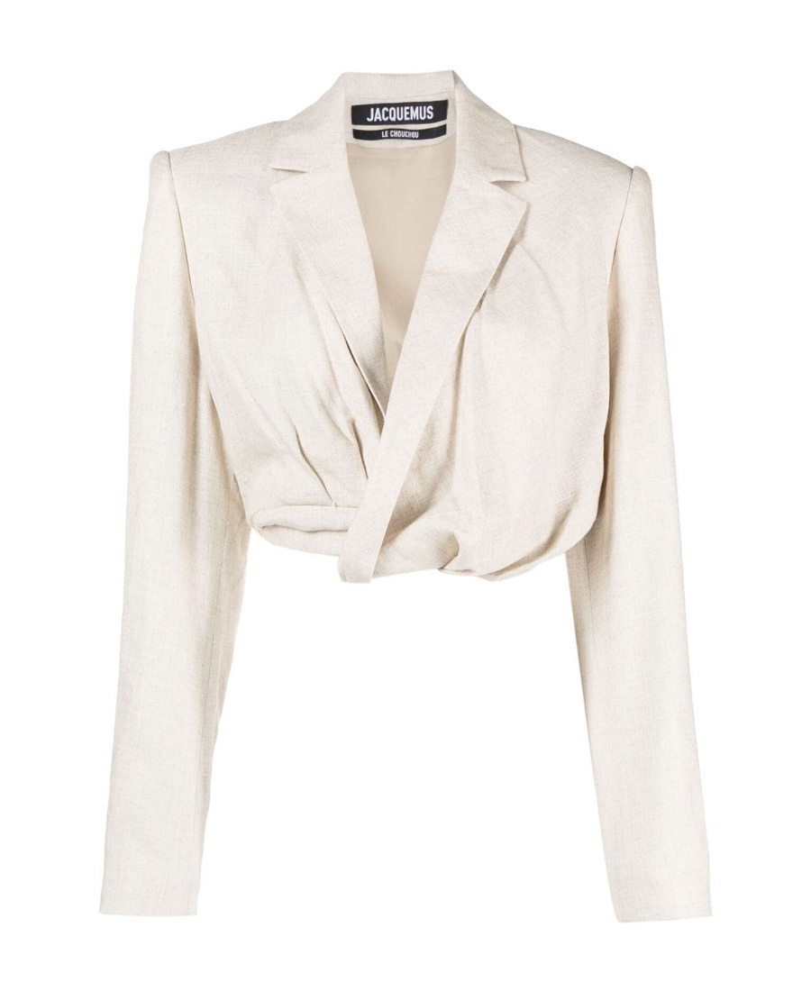 Jacquemus Short Suit Jacket With Crimped Edge In White