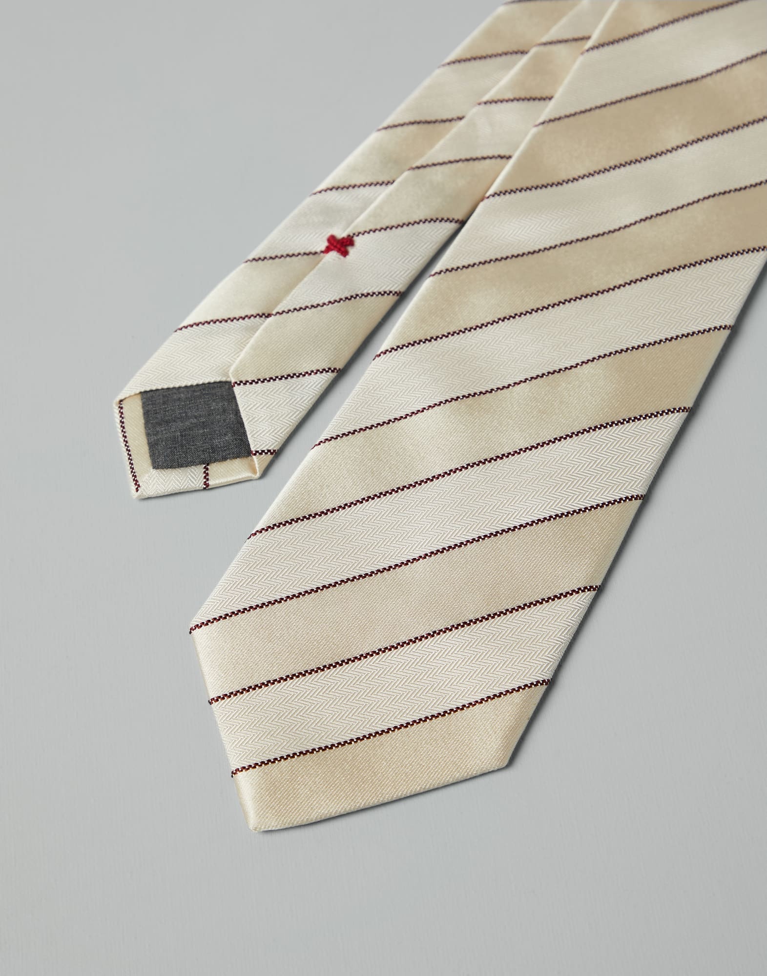 Brunello Cucinelli Striped Silk Tie In Gray