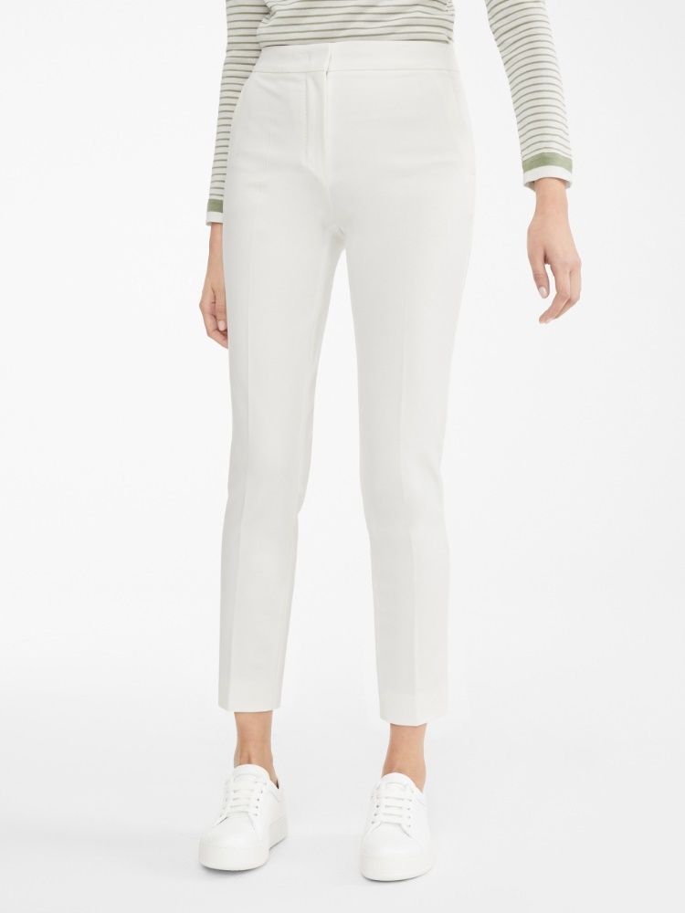 Max Mara Stretch Cotton-blend Trousers In White