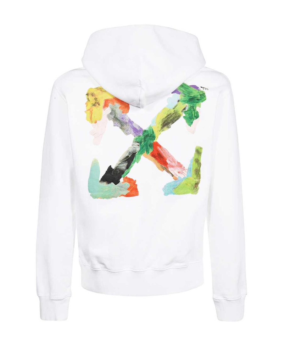 Off-white Arrows-print Cotton Drawstring Hoodie In White