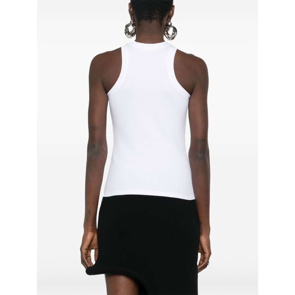 Balmain Fitted Cotton Racerback Top In White