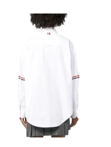 Thom Browne White Supersize Rwb Armbands Shirt In White