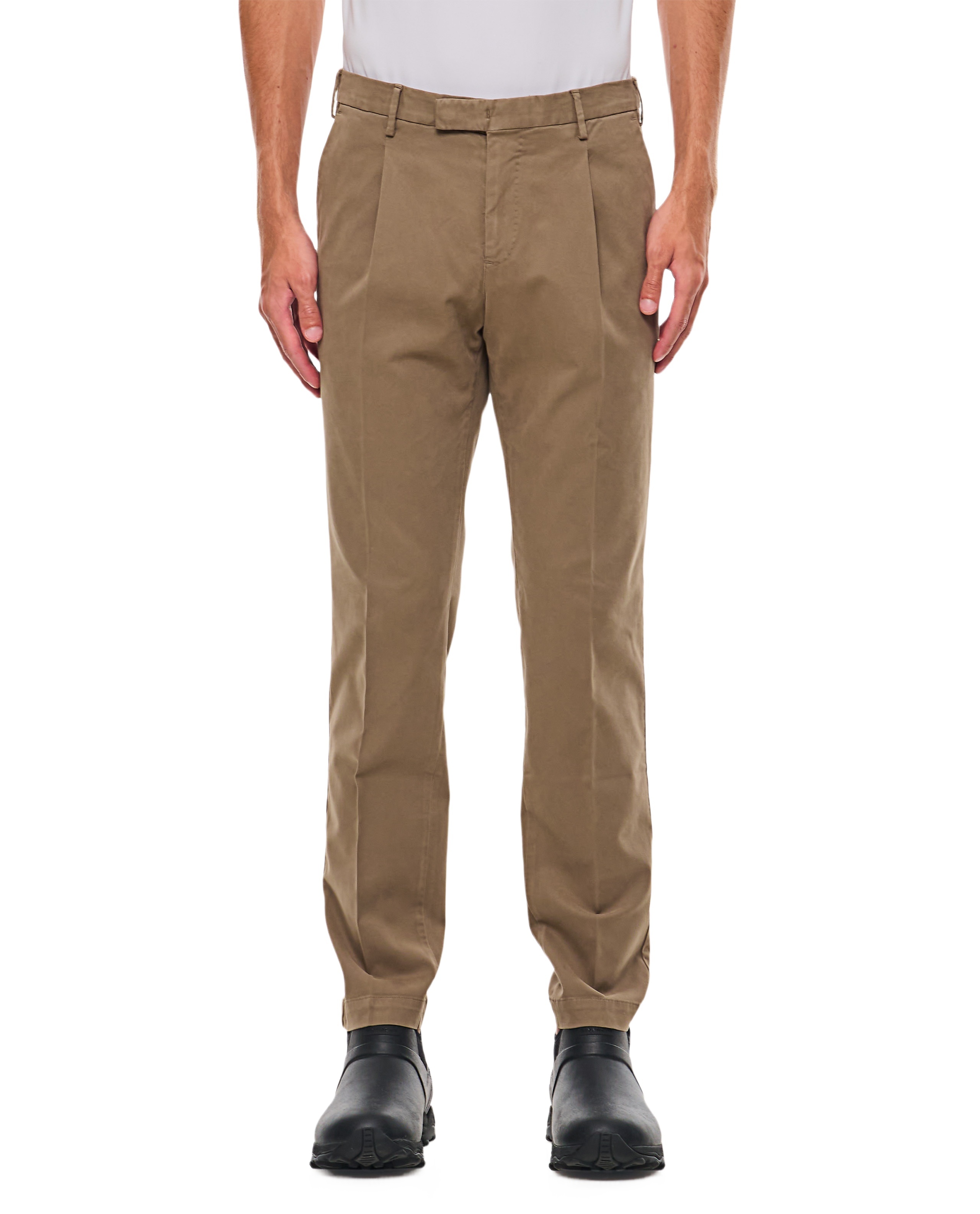 Pt01 Belt-loop Casual Pants In Brown