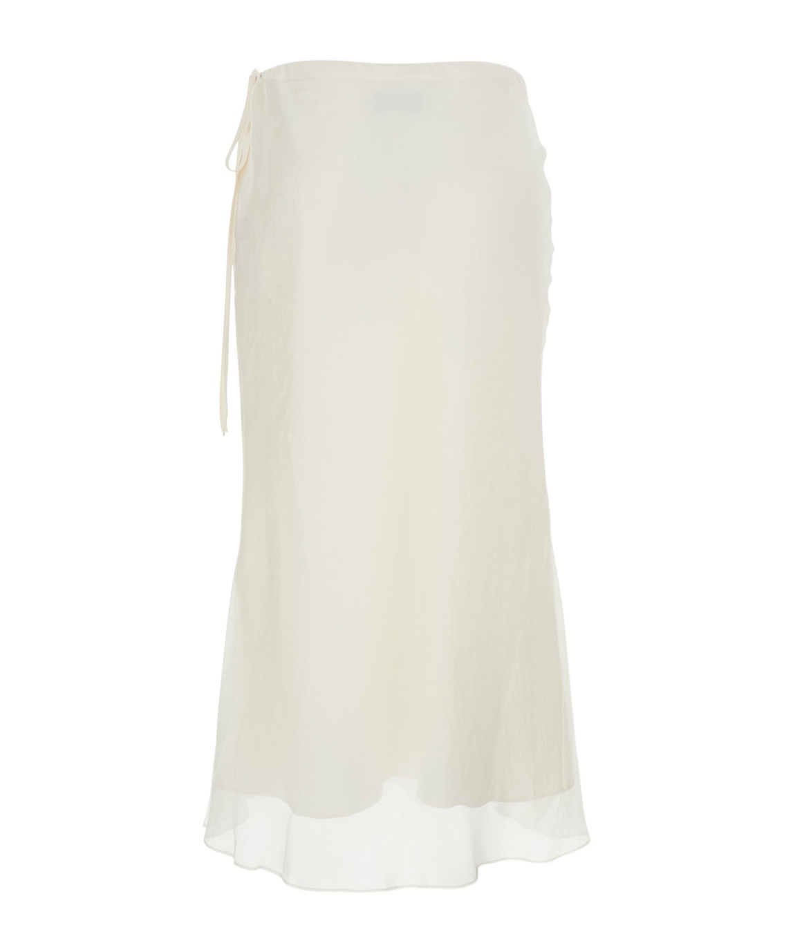 Dunst White Skirt With Side Knot Closure And Semi-transparent Hem In Viscose Woman