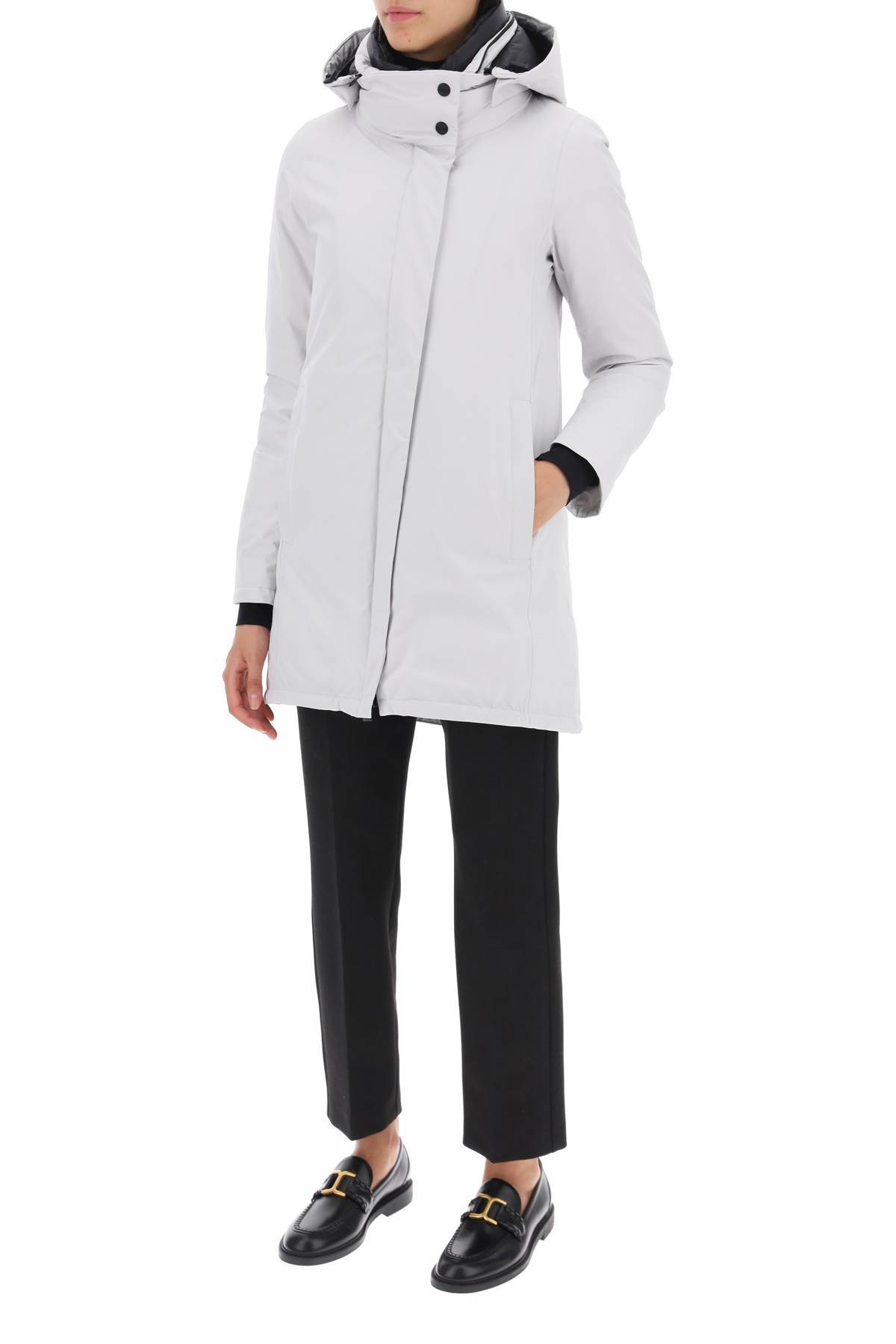 Herno Logo-print Hooded Jacket In Gray