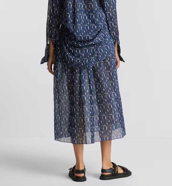 Dior Pleated Zipper Skirt In Blue