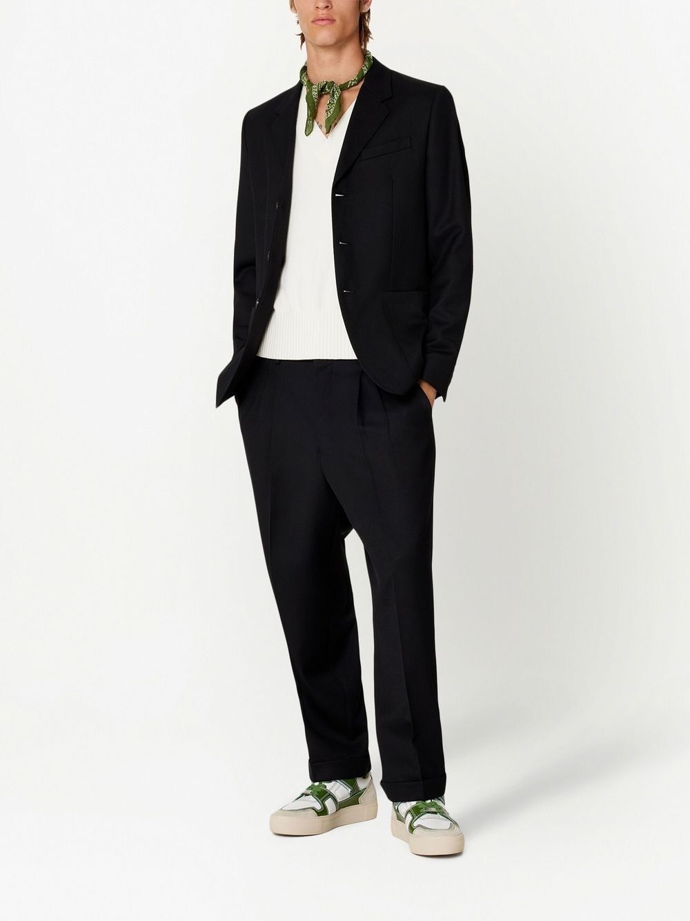 Shop Ami Alexandre Mattiussi Ami Pleated Turn-up Brim Trousers In Black